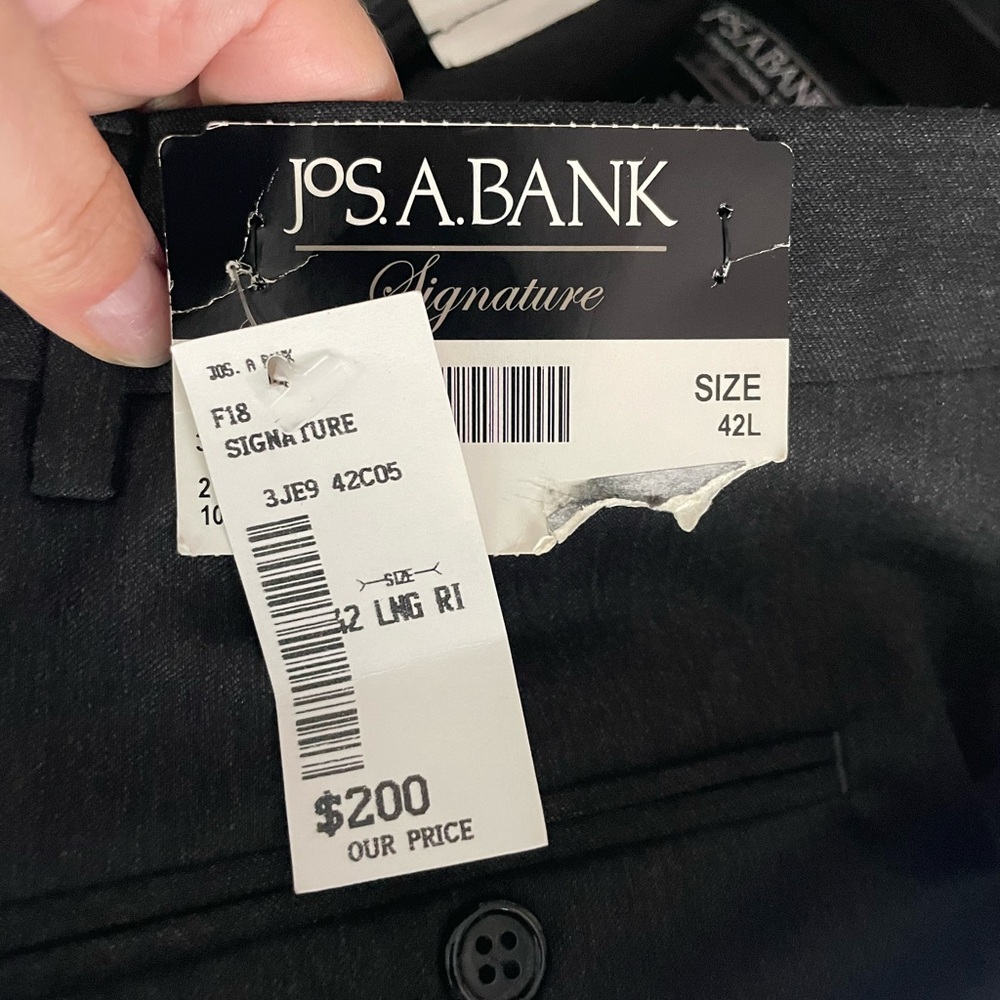 NWT Jos. A. Bank Signature pants 42 L 100% wool black dress pants - Picture 9 of 15